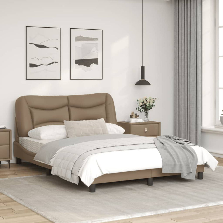 Bedframe Met Hoofdbord Kunstleer Cappuccinokleurig 120X200 Cm