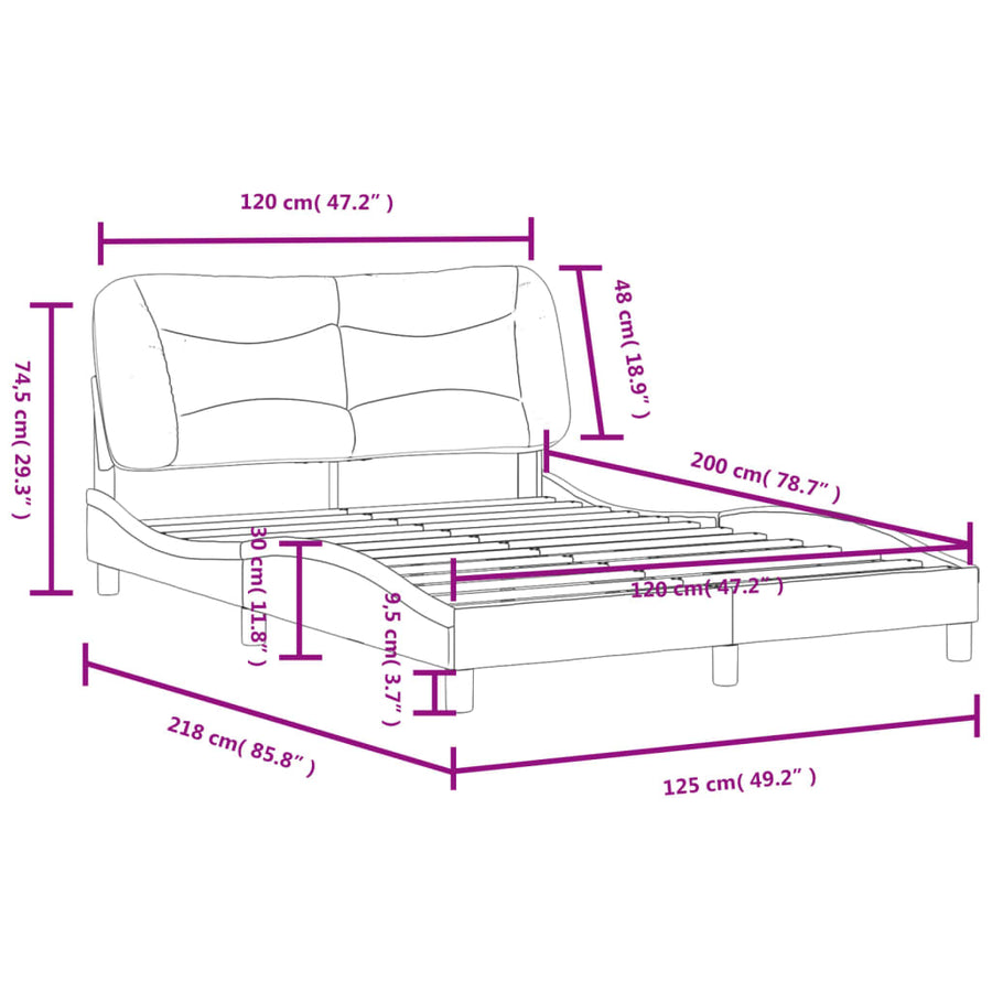 Bedframe Met Hoofdbord Kunstleer Cappuccinokleurig 120X200 Cm