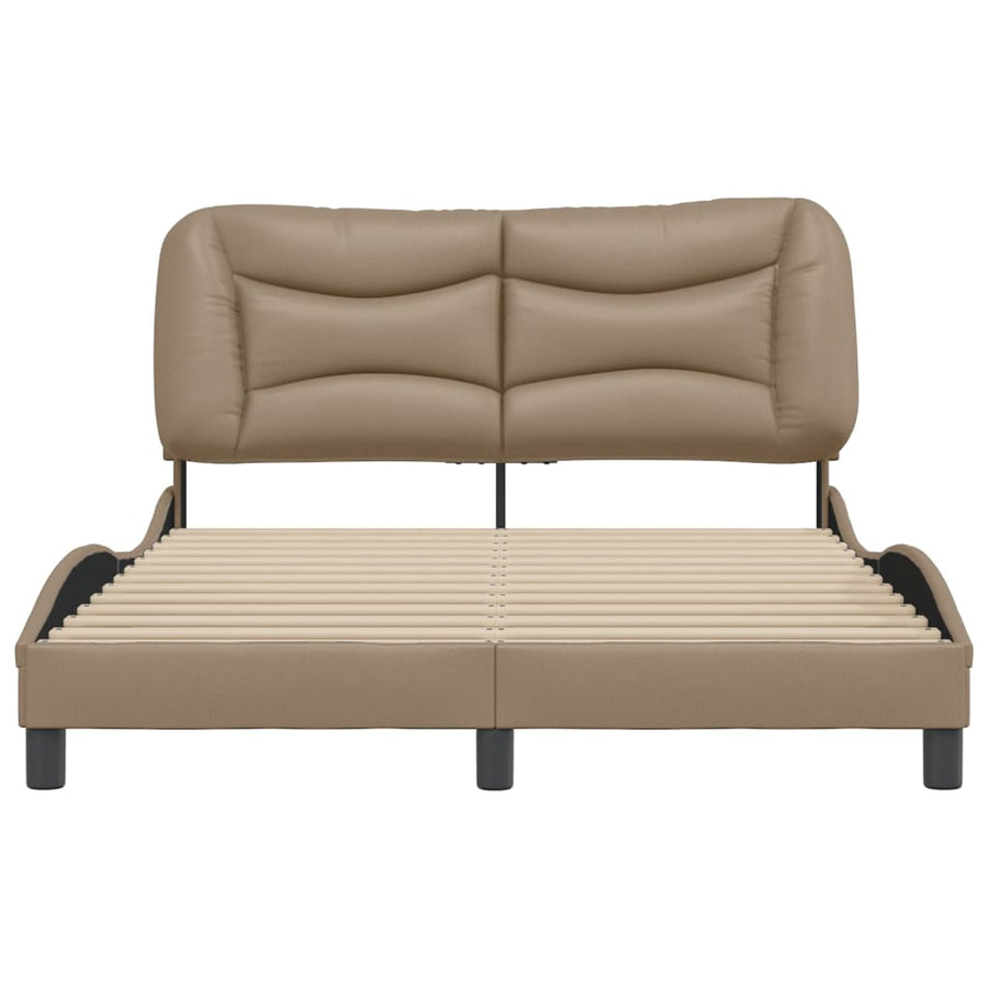 Bedframe Met Hoofdbord Kunstleer Cappuccinokleurig 120X200 Cm