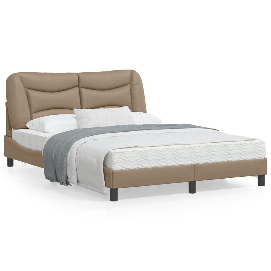 Bedframe Met Hoofdbord Kunstleer Cappuccinokleurig 120X200 Cm