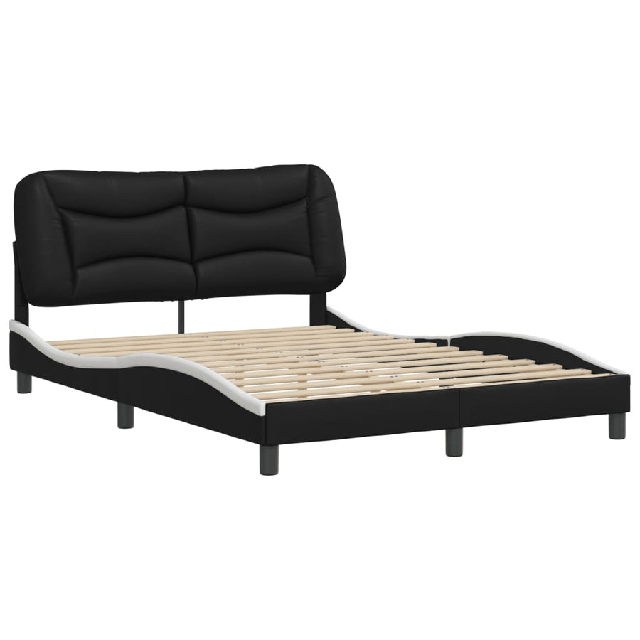 Bedframe Met Hoofdbord Kunstleer Zwart En Wit 120X200 Cm