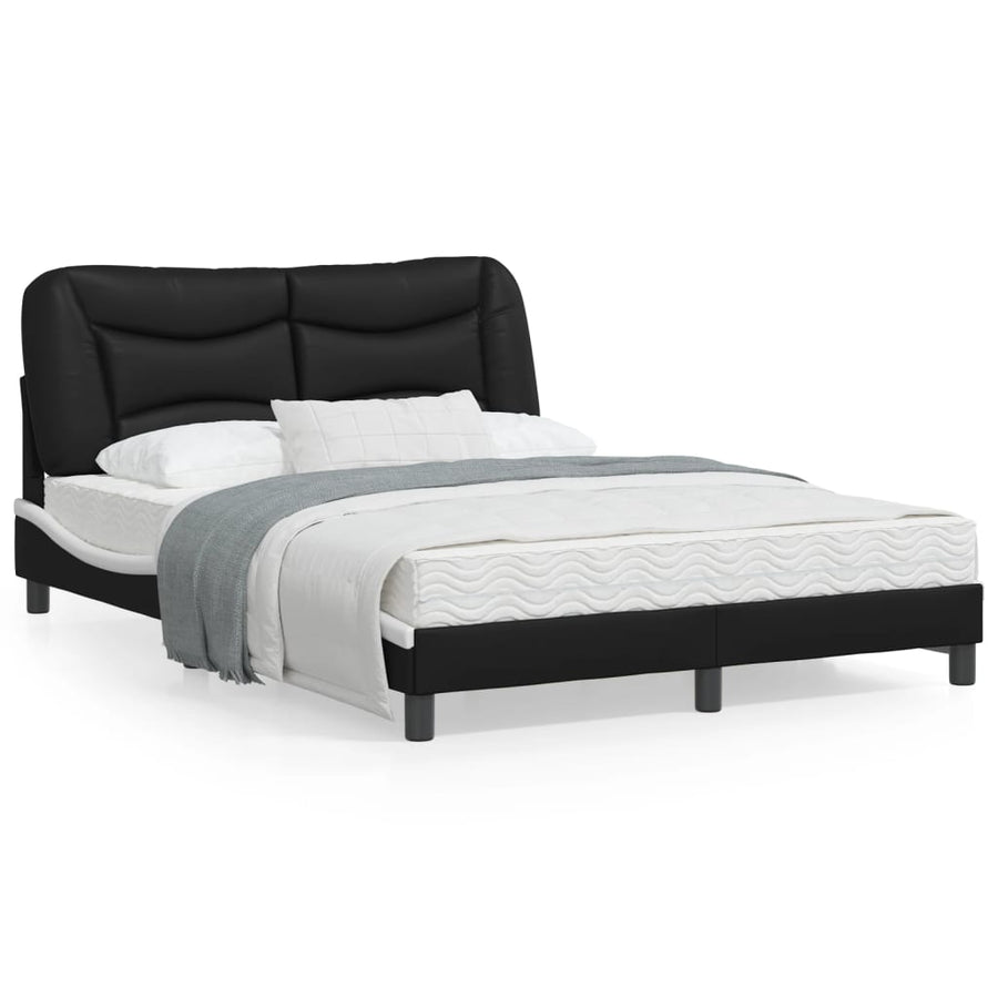Bedframe Met Hoofdbord Kunstleer Zwart En Wit 120X200 Cm
