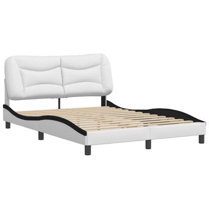 Bedframe Met Hoofdbord Kunstleer Zwart En Wit 120X200 Cm