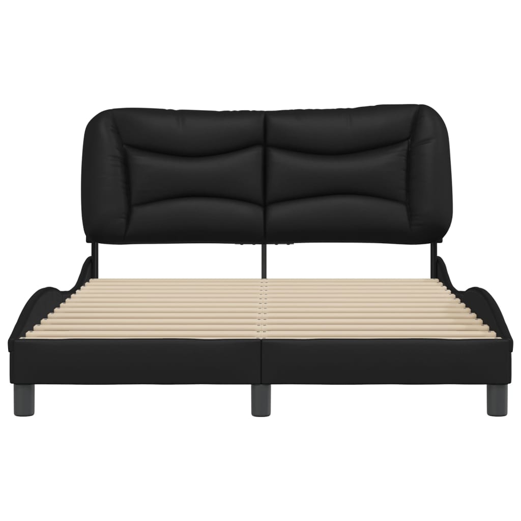 Bedframe Met Hoofdeind Kunstleer Zwart 140X190 Cm