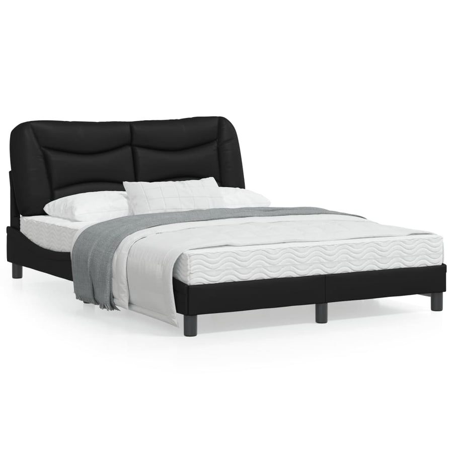Bedframe Met Hoofdeind Kunstleer Zwart 140X190 Cm
