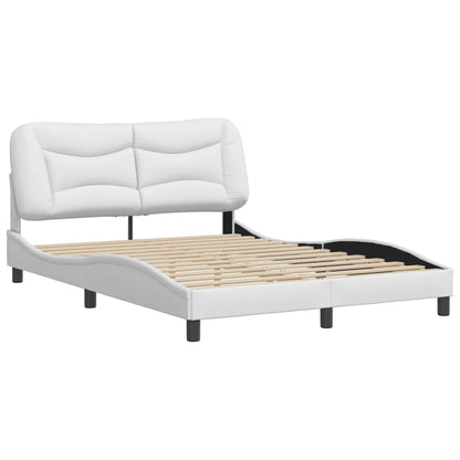 Bedframe Met Hoofdbord Kunstleer Wit 140X190 Cm