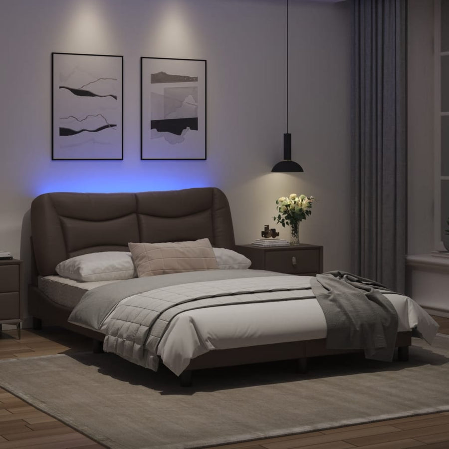 Bedframe Met Hoofdbord Kunstleer Bruin 140X190 Cm