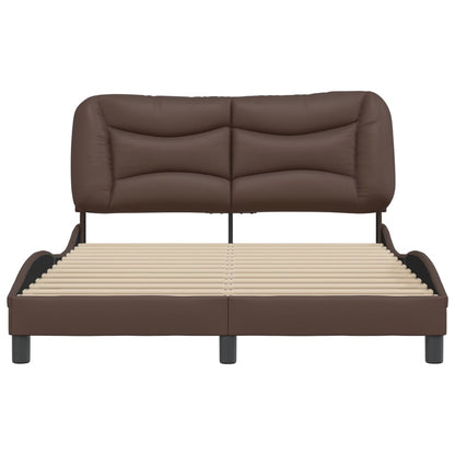 Bedframe Met Hoofdbord Kunstleer Bruin 140X190 Cm
