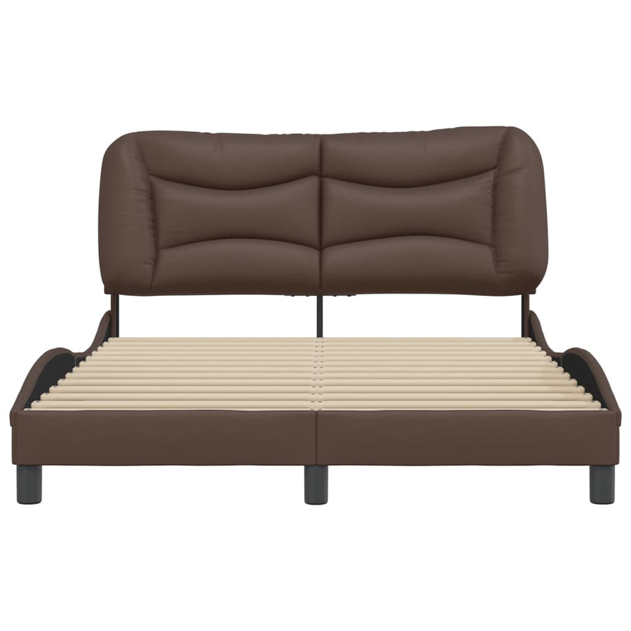 Bedframe Met Hoofdbord Kunstleer Bruin 140X190 Cm