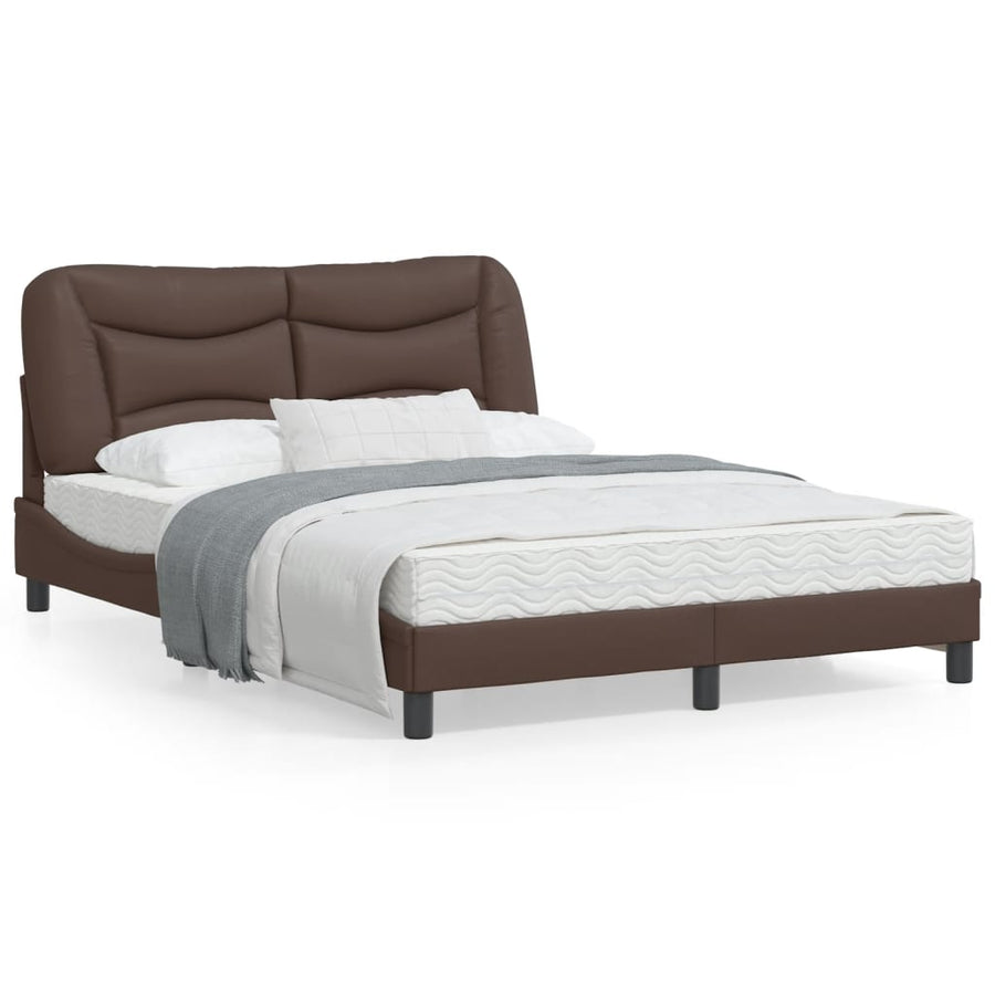 Bedframe Met Hoofdbord Kunstleer Bruin 140X190 Cm