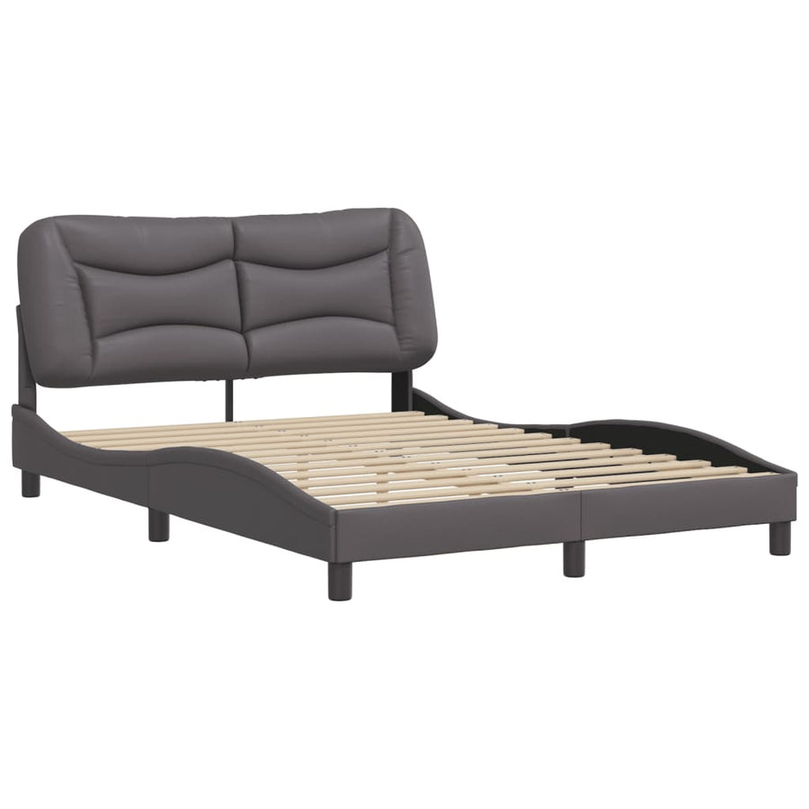 Bedframe Met Hoofdbord Kunstleer Grijs 140X190 Cm