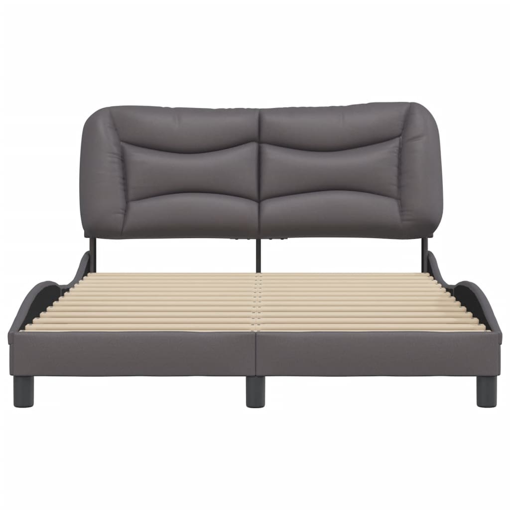 Bedframe Met Hoofdbord Kunstleer Grijs 140X190 Cm