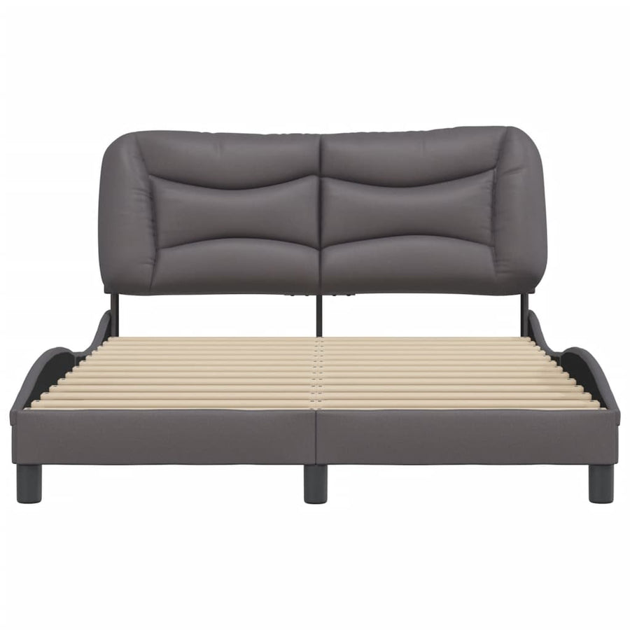 Bedframe Met Hoofdbord Kunstleer Grijs 140X190 Cm