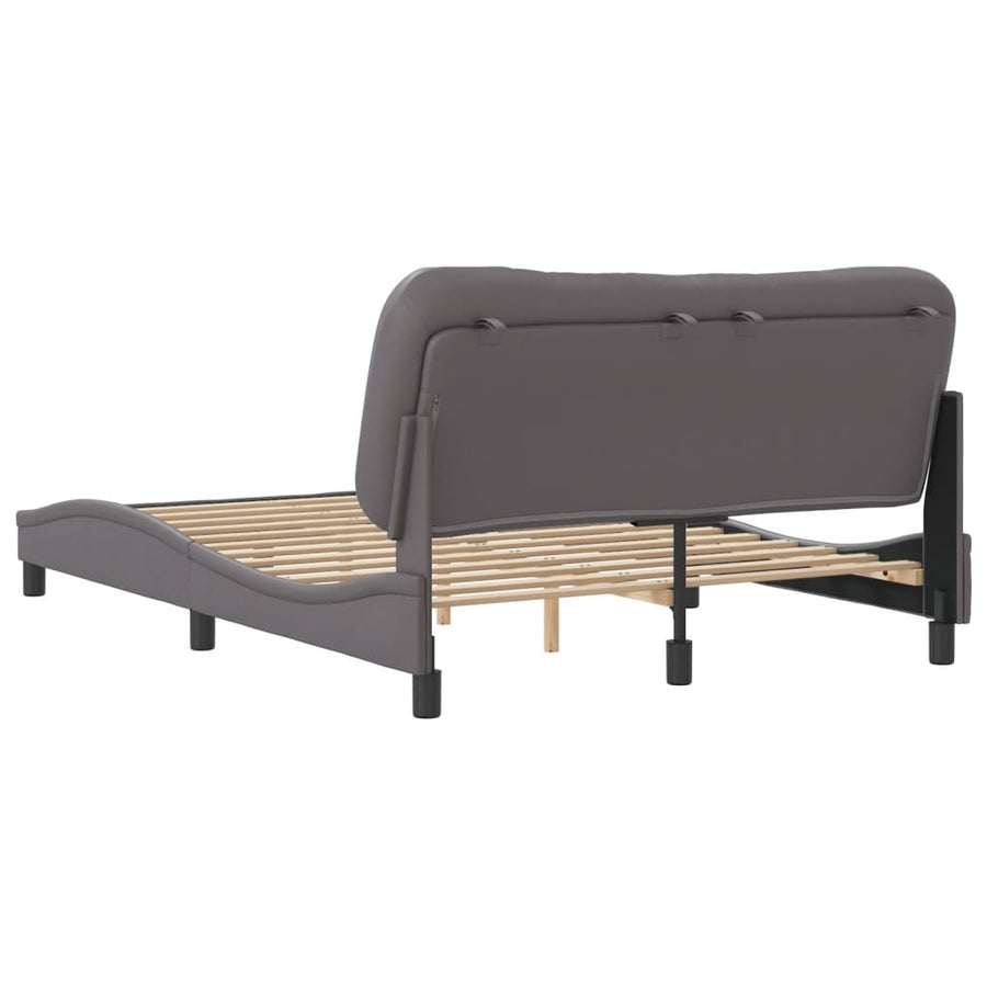 Bedframe Met Hoofdbord Kunstleer Grijs 140X190 Cm