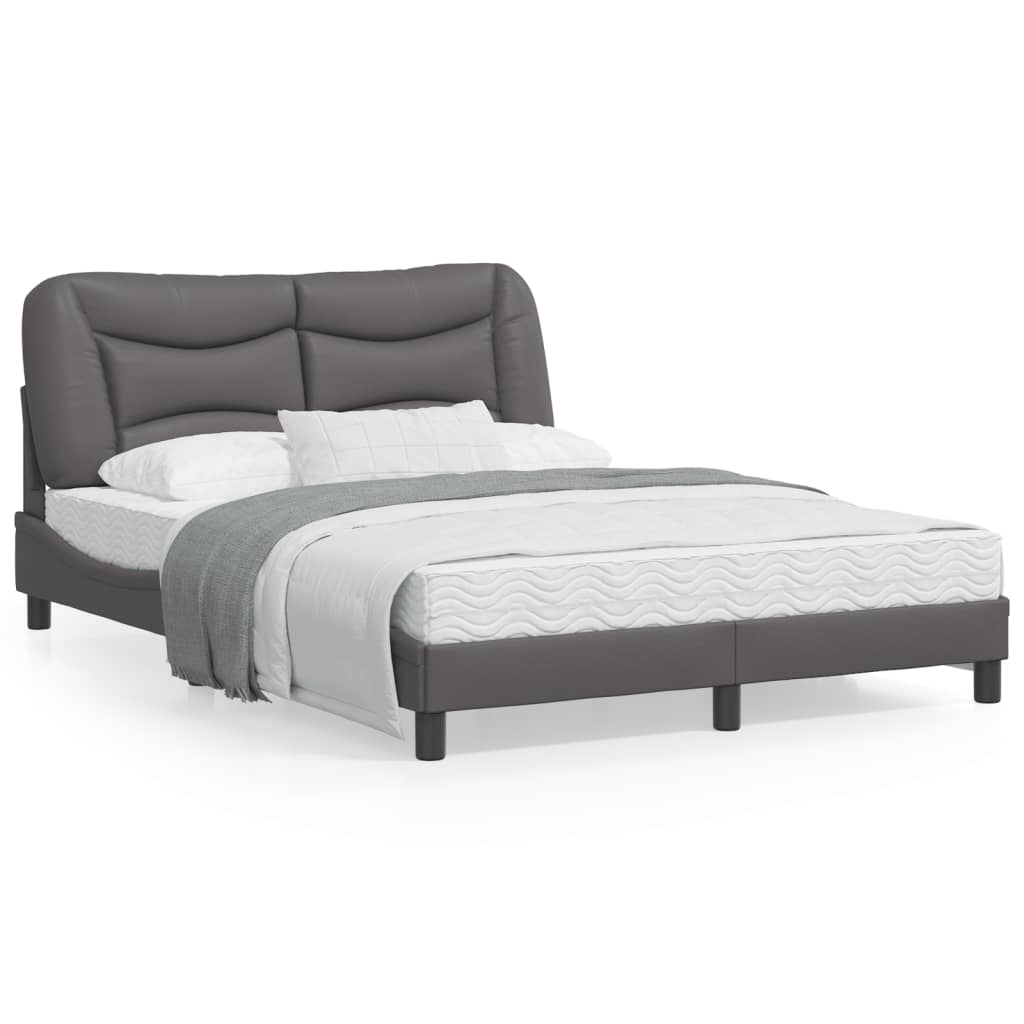 Bedframe Met Hoofdbord Kunstleer Grijs 140X190 Cm