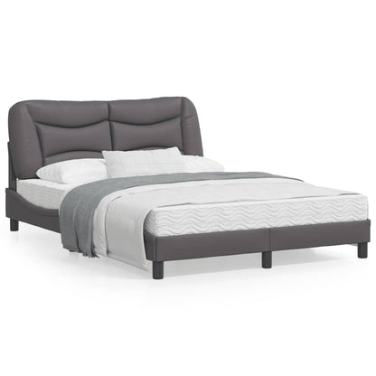 Bedframe Met Hoofdbord Kunstleer Grijs 140X190 Cm