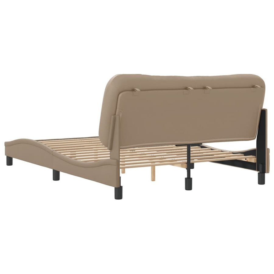 Bedframe Met Hoofdbord Kunstleer Cappucinnokleurig 140X190 Cm