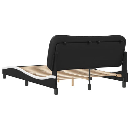 Bedframe Met Hoofdbord Kunstleer Zwart En Wit 140X190 Cm