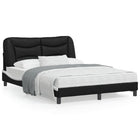 Bed frame without mattress "Hvar" faux leather black and white 140x190 cm