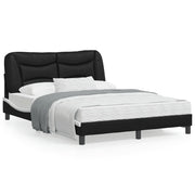 Bedframe 140x190 cm kunstleer zwart wit