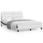 Bed frame without mattress "Hvar" faux leather white and black 140x190 cm