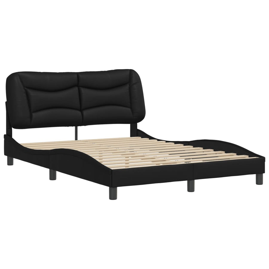 Bedframe Met Hoofdbord Kunstleer Zwart 140X200 Cm