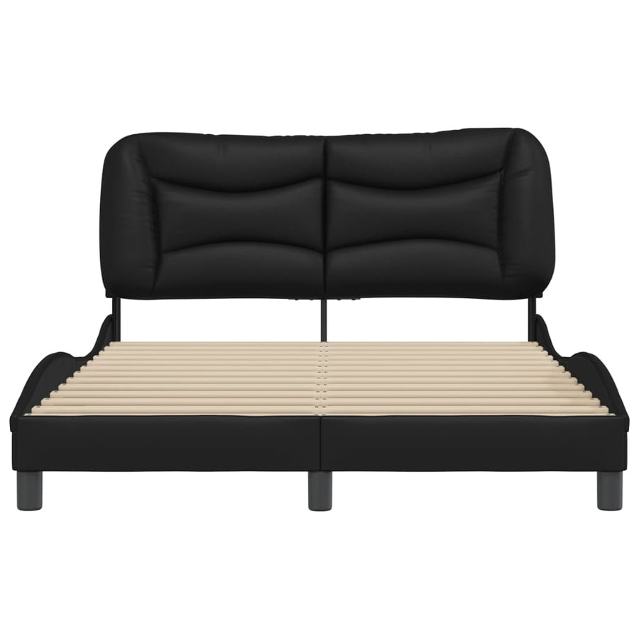 Bedframe Met Hoofdbord Kunstleer Zwart 140X200 Cm