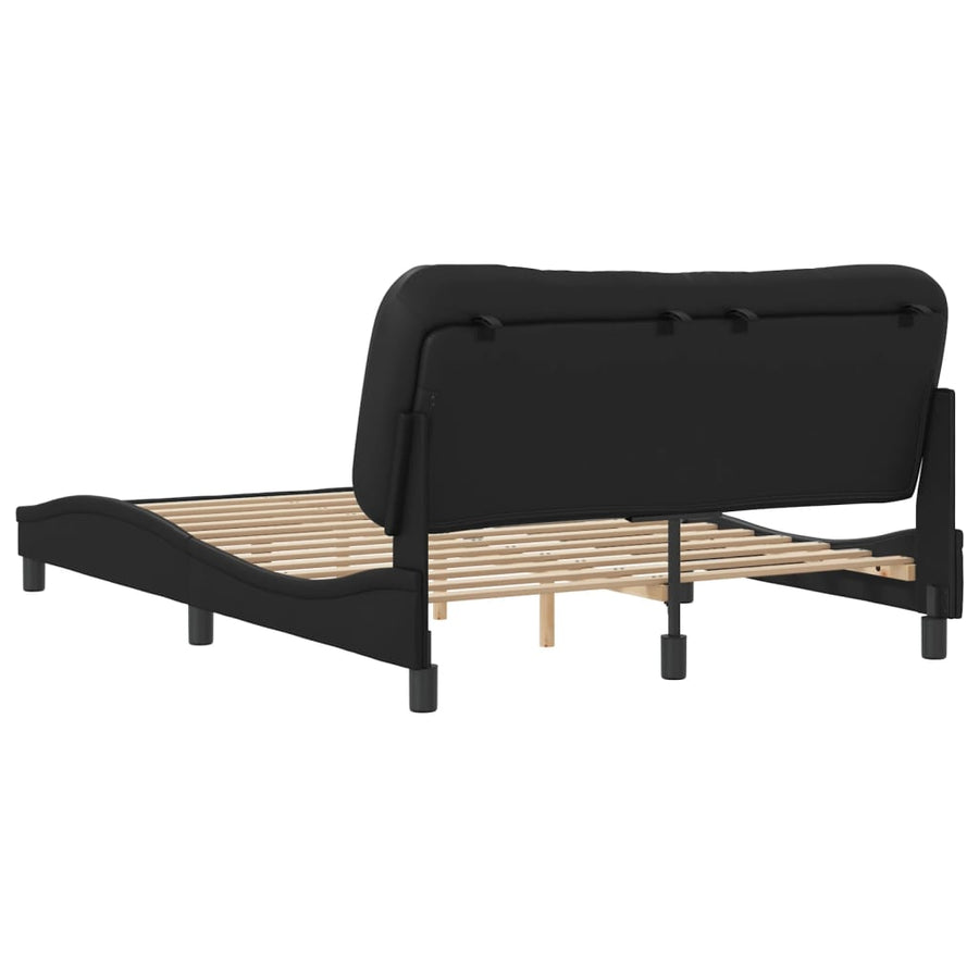 Bedframe Met Hoofdbord Kunstleer Zwart 140X200 Cm