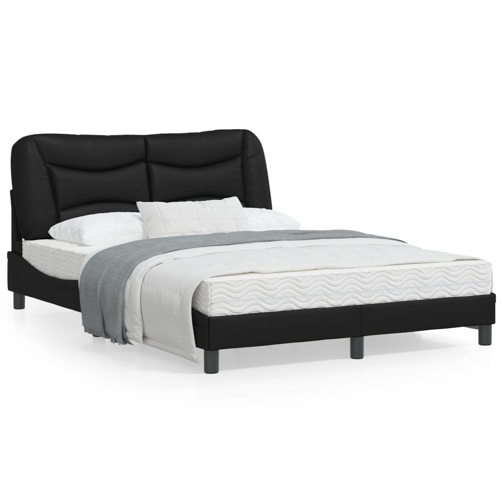 Bedframe Met Hoofdbord Kunstleer Zwart 140X200 Cm
