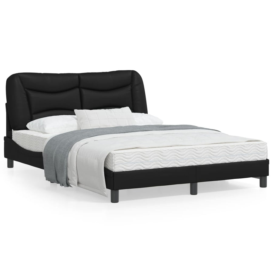 Bedframe Met Hoofdbord Kunstleer Zwart 140X200 Cm