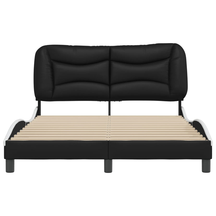 Bedframe Met Hoofdbord Kunstleer Zwart En Wit 140X200 Cm