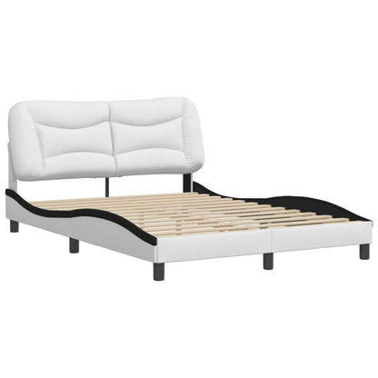 Bedframe Met Hoofdbord Kunstleer Zwart En Wit 140X200 Cm