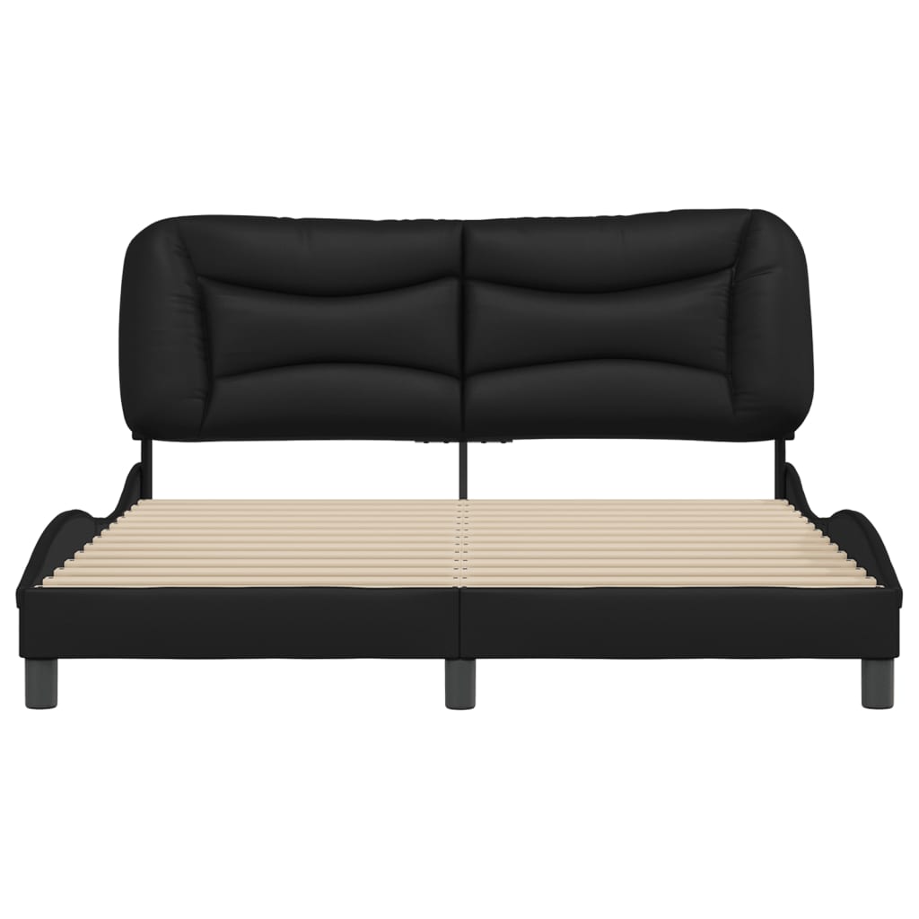 Bedframe Met Hoofdbord Kunstleer Zwart 160X200 Cm
