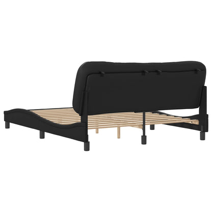 Bedframe Met Hoofdbord Kunstleer Zwart 160X200 Cm