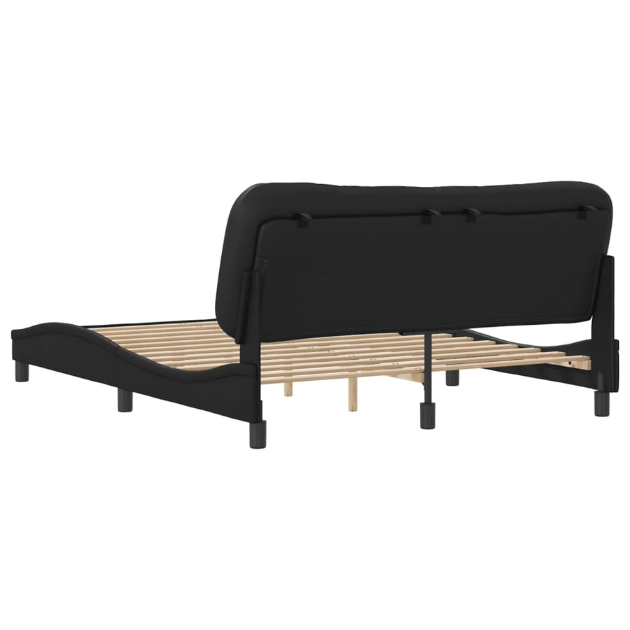 Bedframe Met Hoofdbord Kunstleer Zwart 160X200 Cm