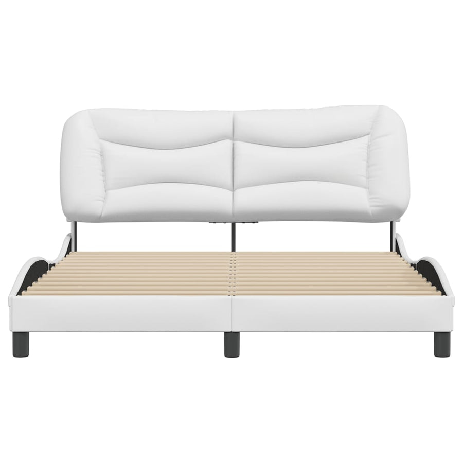 Bedframe Met Hoofdbord Kunstleer Wit 160X200 Cm