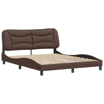 Bedframe Met Hoofdbord Kunstleer Bruin 160X200 Cm