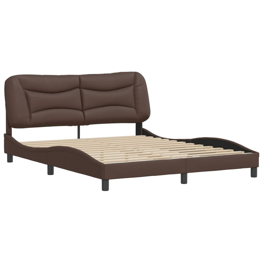 Bedframe Met Hoofdbord Kunstleer Bruin 160X200 Cm