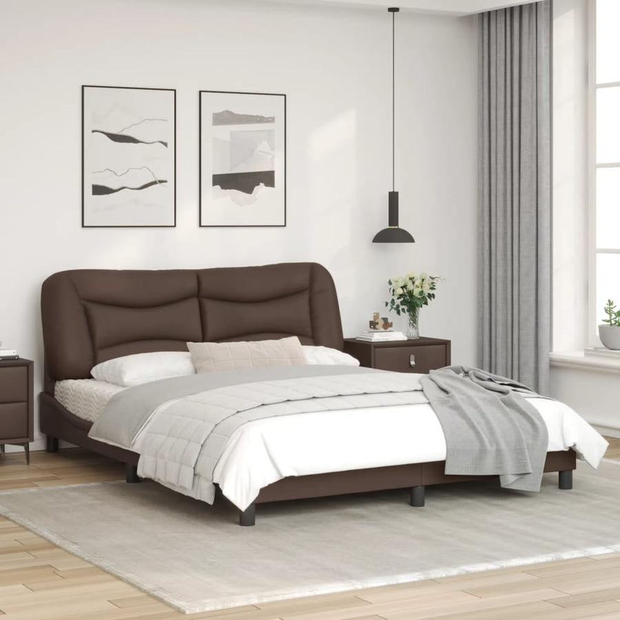 Bedframe Met Hoofdbord Kunstleer Bruin 160X200 Cm