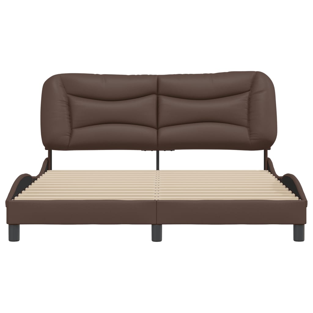 Bedframe Met Hoofdbord Kunstleer Bruin 160X200 Cm