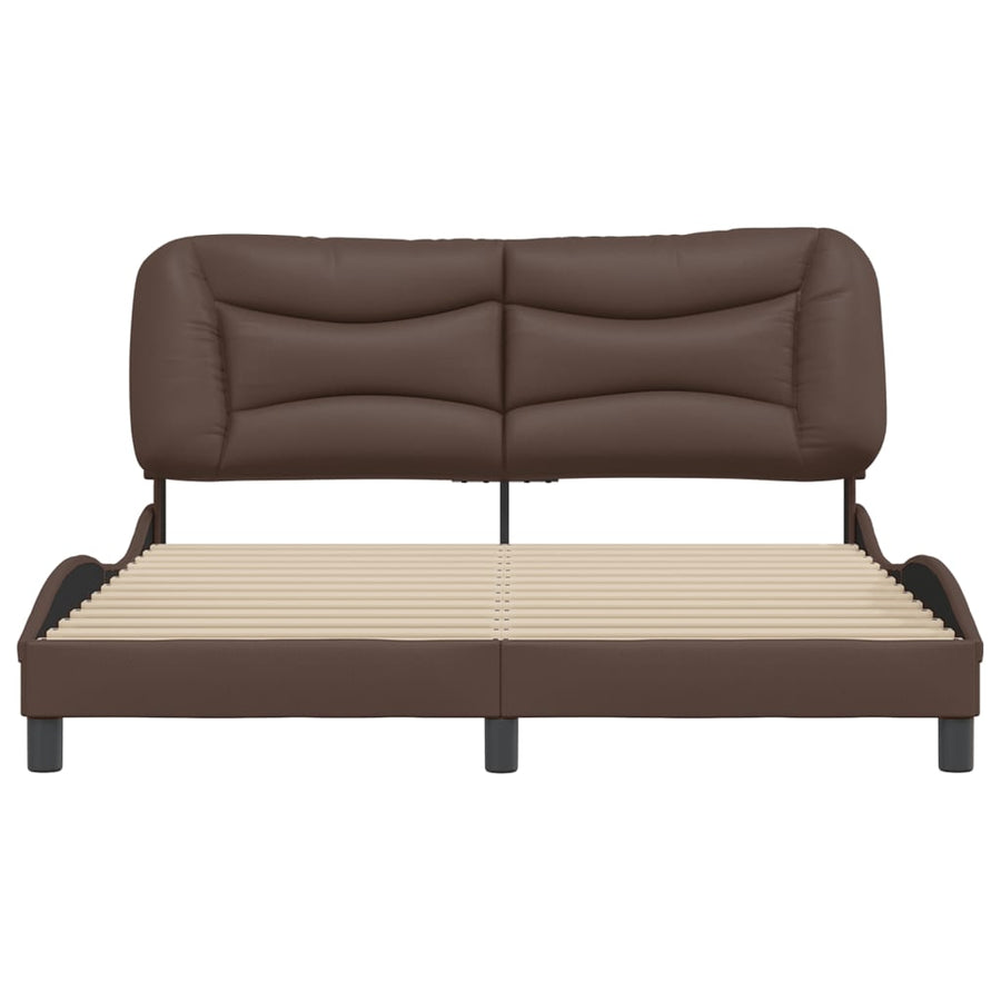 Bedframe Met Hoofdbord Kunstleer Bruin 160X200 Cm