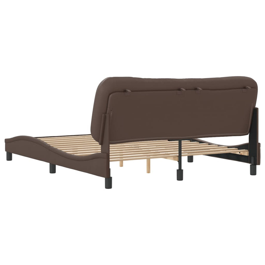 Bedframe Met Hoofdbord Kunstleer Bruin 160X200 Cm