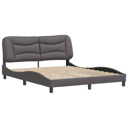 Bedframe Met Hoofdbord Kunstleer Grijs 160X200 Cm