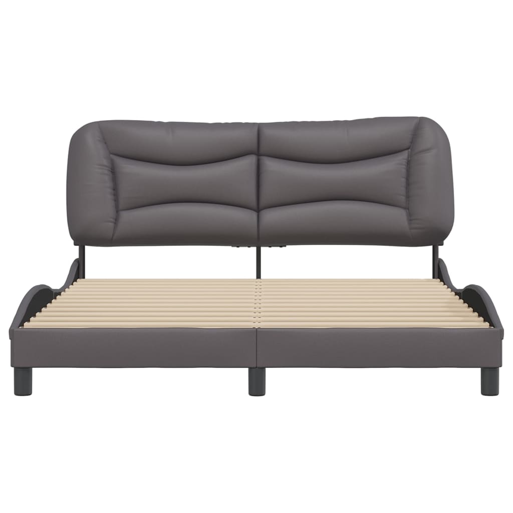 Bedframe Met Hoofdbord Kunstleer Grijs 160X200 Cm