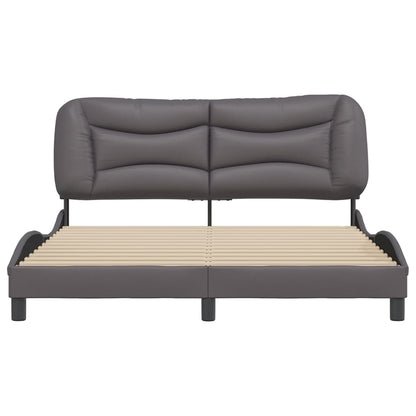 Bedframe Met Hoofdbord Kunstleer Grijs 160X200 Cm