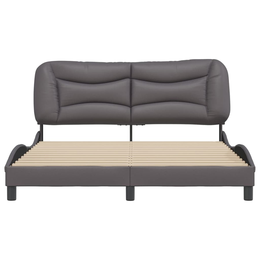 Bedframe Met Hoofdbord Kunstleer Grijs 160X200 Cm