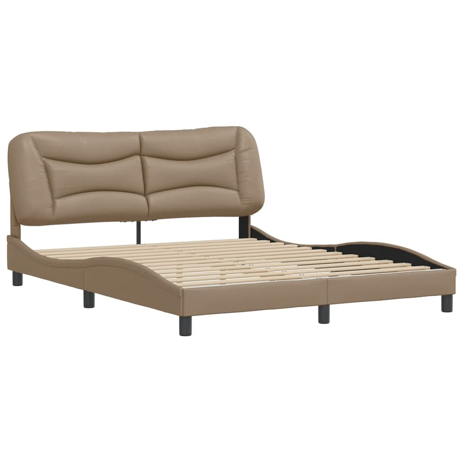 Bedframe Met Hoofdbord Kunstleer Cappuccinokleurig 160X200 Cm