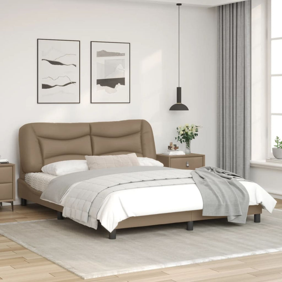 Bedframe Met Hoofdbord Kunstleer Cappuccinokleurig 160X200 Cm