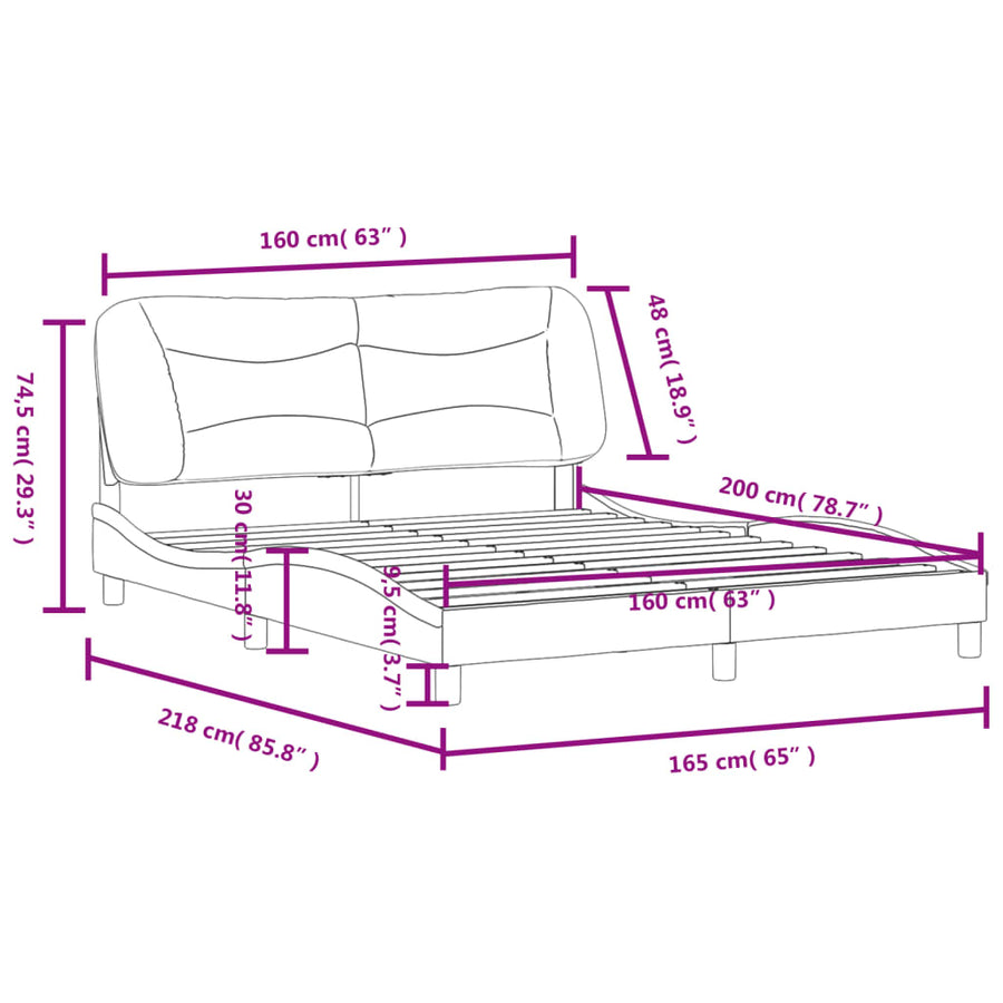 Bedframe Met Hoofdbord Kunstleer Cappuccinokleurig 160X200 Cm