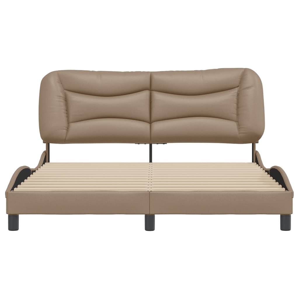 Bedframe Met Hoofdbord Kunstleer Cappuccinokleurig 160X200 Cm